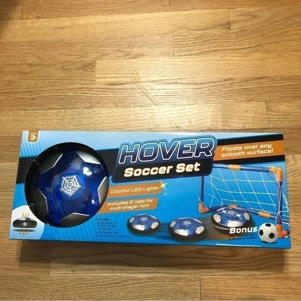 Hover Soccer Play Set NEW Colorful LED Lights Net